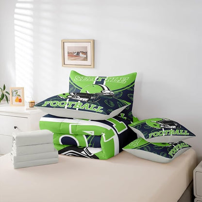 Feelyou Football Comforter Set Full Size 7 Pieces Ball Games Bedding Set for Kids Boys Girls Rugby Bed in a BagFootball Bedroom Decor Rugby Sports
