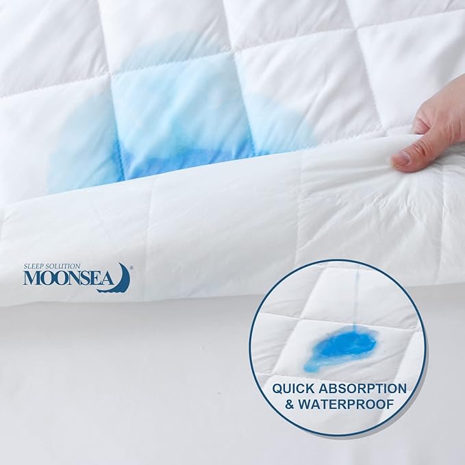 Split King Mattress Topper Protector Pad for Adjustable Bed Cover, Quilted, Breathable, Absorbent, Fitted Sheet Style, Machine Washable