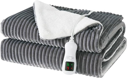 Electric Heated Blanket Throw Size, Washable Blanket Warmer for Home for Adults, Fast Heating Super Cozy Soft Flannel 50" x 60", 9 Heat Levels, 1-9H Auto-Off, ETL Certified, Silver