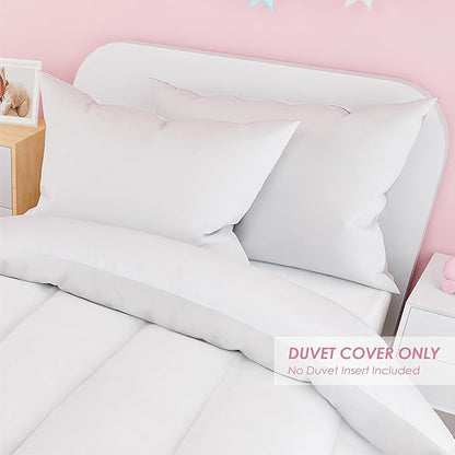 SANDJEST White Duvet Cover Sets Twin Size for Kids Boys Girls, Include 1 Polyester Comforter Cover 68x86 Inches and 1 Pillowcase 20x26 Inches, Comforter Not Included, Gift for Christmas Birthday