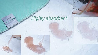 Pack of 2 Cotton Top-Layer Reusable Tuckable Underpads Incontinence Bed Pads Queen 34"X60" Washable 21" Wings