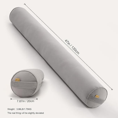 Long Pillow for Bed – Round Bolster Pillow for Adults, Body Pillow for Sleeping, Ergonomic Support,47 x 7.87 Inches,Zinc Gray