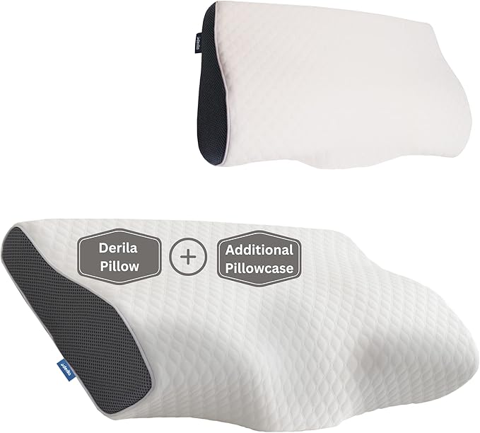 Derila Cervical Neck Pillow for Sleeping & Additional Pillowcase (19.7" x 11.8" x 3.9")