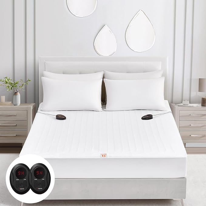 Bwarm Electric Heated Mattress Pad King Size, 78" x 80", Bed Warmer, 9 Heat Settings, 1-12 Hours Auto Off, Deep Pocket, Fast Heating, Machine Washable, Soft and Cozy