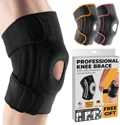 DR. BRACE ELITE Knee Brace with Side Stabilizers & Patella Gel Pads for Maximum Knee Pain Support and fast recovery for men and women-Please Check How To Size Video (Pluto, XX-Large)