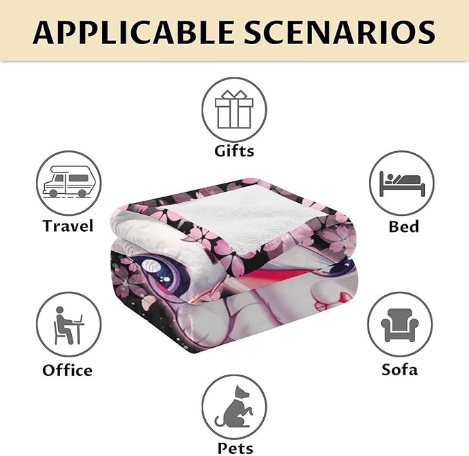 Kids Blanket Gifts Bunny Blankets for Girls - 30" x 40" Inches Cozy Lightweight Aesthetic Flannel Throws for Couch, Lap