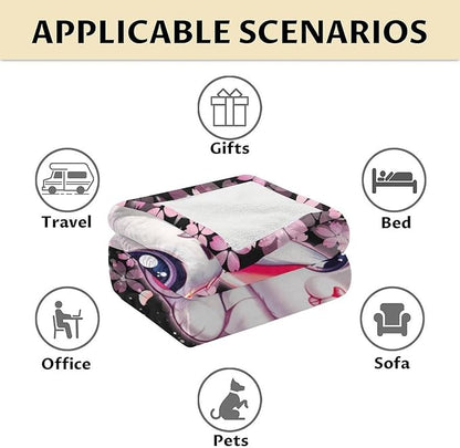Kids Blanket Gifts Bunny Blankets for Girls - 30" x 40" Inches Cozy Lightweight Aesthetic Flannel Throws for Couch, Lap