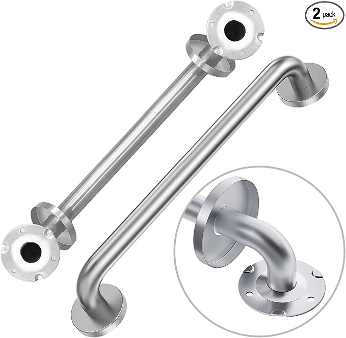 Handicap Grab Bars, 2 Pack 16 Inch Shower Grab Bar for Seniors, 304 Stainless Steel ADA Grab Bars for Bathtubs and Showers, Toilet, Safety Shower Handles for Elderly, Disabled, Injury (Brushed Nickel)