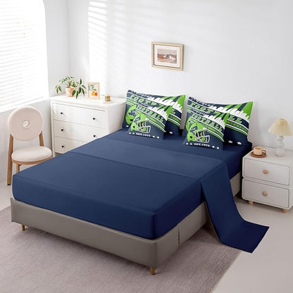 Erosebridal Full Size Sports City Bedding Sets, Gridiron Seasonal Comforter Rugby Sports Decor Comforter + Flat Sheet + Fitted Sheet + 2 Pillowcases + 2 Throw Pillow Covers