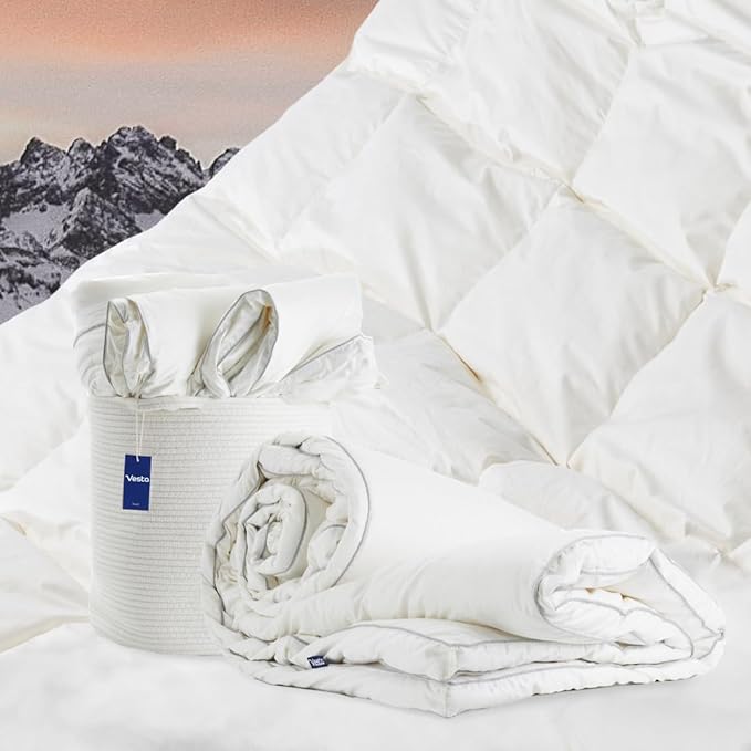 Vesta 95% Hungarian Goose Down Heavy Comforter, 750 Fill Power Winter Duvet Insert, Premium 95/5 Ratio, Baffle Box Design (King/Cali King)