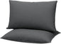 Flat Ultra Thin Bed Pillows Queen Size Pillow Set of 2 Extra Soft Down Alternative for Stomach Side Back Sleeper Dark Grey 20x30inches