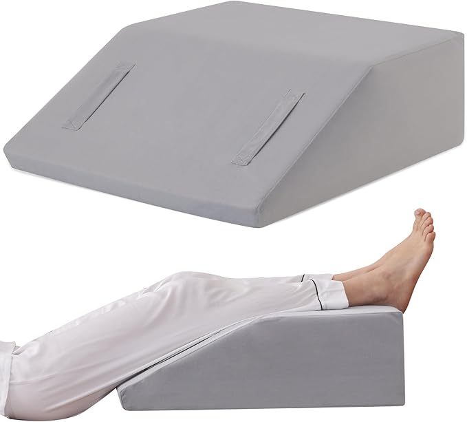 Leg Elevation Pillow for After Surgery, 10inch Foam Leg Elevating Pillow for Swelling and Blood Circulation, Leg Wedge Pillow for Sleeping, Knee Pillow for Knee Hip Ankle Pain Relief, Velvet