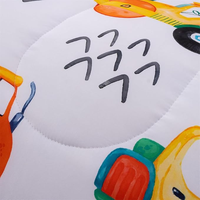 NTBED 5 Pieces Construction Truck Twin Comforter Set for Boys Kids Colorful Painting Vehicles Excavator Lightweight Microfiber Bedding Sets