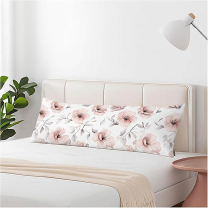 Couch Pillows Decorative Body Pillow Cover Rose, Floral Roses Pink Rectangle Body Pillowcase for Men Women, Body Pillow Covers 20" X 54" Cushion Cases for Home Office Sofa