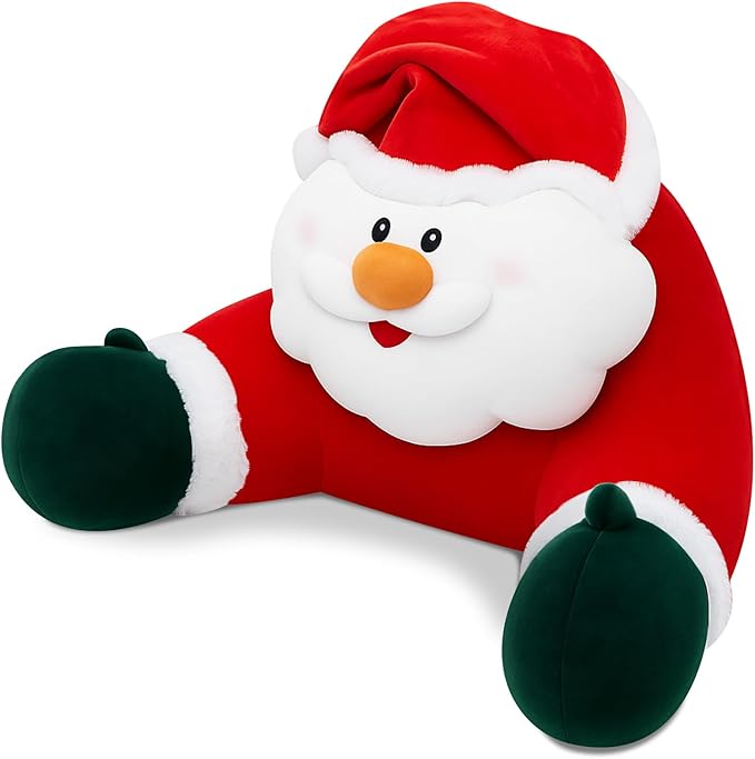 Breling Christmas Reading Pillows Santa Claus Pillow Gifts for Bed Sitting up, 30" x 19.7" Large Backrest Cushion with Arms Back Support for Reading Rest Sit up on Couch Sofa Floor
