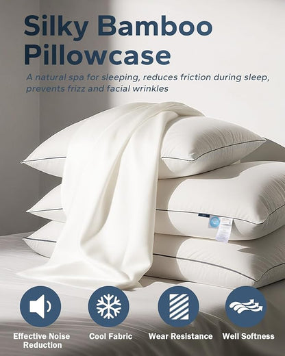 750 Fill Power White Goose Down Pillow Standard Size - for Back, Side & Stomach Sleepers | Hotel Quality with Pillowcase for Home, Travel, Dormitory & Guest Room | 1 Pack, 20x26 Inch
