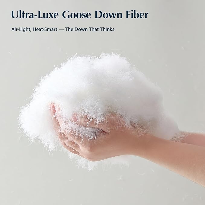 Pacific Coast Goose Feather Down Fiber Comforters Queen Size, Extra Fluffy White Duvet Insert, Ultra-Soft, Breathable, All Season Hotel Luxury Bedding Comforters, 8 Corner & Center Loops (90"x90")
