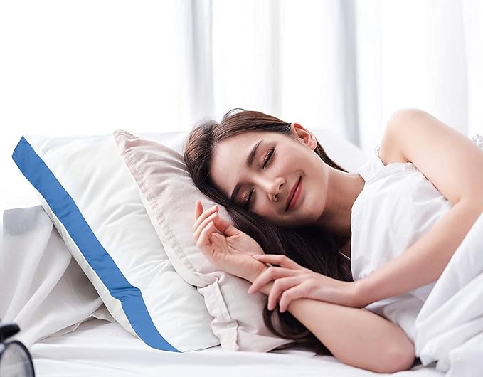 Utopia Bedding Bed Pillows for Sleeping Queen Size (Blue), Set of 2, Soft & Fluffy Pillow with Down Alternative Filling, Cooling, Hotel Quality, Gusseted Pillow for Back, Stomach or Side Sleepers