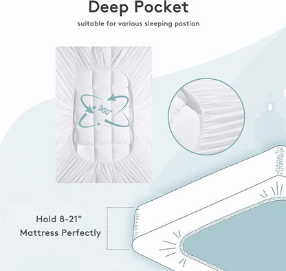 Mattress Topper Cal King,Extra Thick Mattress Pad Cover for Back Pain,Cooling Mattress Protector with 8-21 Inch Deep Pocket,Overfilled Down Alternative Filling