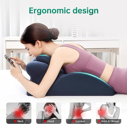 Memory Foam Ergonomic Wedge Pillow, Prone Pillow for Sleeping, Reading Pillow for Bed, Ergonomic Support for Back Pain, Acid Reflux & Sitting Up, Ideal for Massage, with Removable Cover
