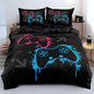King Size Bedding Set for Gaming Enthusiasts - Comforter Cover with Duvet Set & Pillowcases, Dual-Colored Gamepad Pattern (Pink/Blue Controllers), Creates Energetic Kids' Room Ambiance