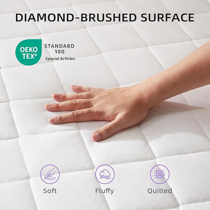 Bwarm WiFi Heated Mattress Pad Queen Size, Bed Warmer with 9 Heat Settings, 1-12 Hours Auto Off Deep Pocket, Machine Washable, Diamond Quilted White Queen 60" x 80"