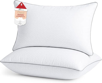 Sasttie King Size Pillows Set of 2, Bed Pillows for Side, Back, and Stomach Sleepers - Oeko-Tex Certified Supportive Down Alternative Plump Filling - Hotel Quality and Machine Washable, 2 Pack