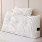 YOUR MOON Large Wedge Headboard Pillow Twin for Back with 1 Roll Pillow, Faux Fur Backrest Cushion with Shredded Memory Foam, Triangular Wedge Reading Pillow for Bed Sitting Up Sleeping, White
