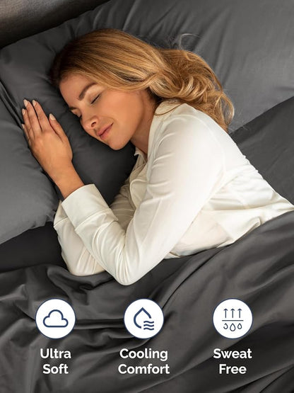 Extra Deep Queen Sheet Set - 6 Piece Breathable & Cooling Sheets - Hotel Luxury Bed Sheets Set - Easy & Secure Fit - Soft, Wrinkle Free & Comfy Sheets Set - Charcoal Sheet Set with Extra Deep Pockets