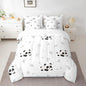 Feelyou Cartoon Comforter Set with Sheets 7 Piece Twin Size Kids Cute Animal Bed in a Bag for Boys Girls Kawaii Bedding Set Breathable Panda Bear Printed Black White Bed Set Room Decor