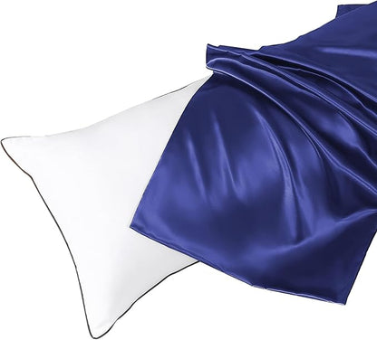 HUXMEYSON Body Pillow with Satin Pillowcase, Body Pillow for Adults, Removable Cover, Navy Blue (20"x54")
