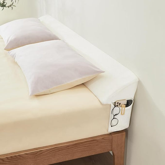 Bed Wedge Gap Filler Queen (60"x 8"x 6") Wedge Pillow for Headboard Gap 0-8" Mattress Gap Filler Pillow Fill The Gap Between Mattress and Wall with 2 Side Large Pockets, Bed Pillow Stopper
