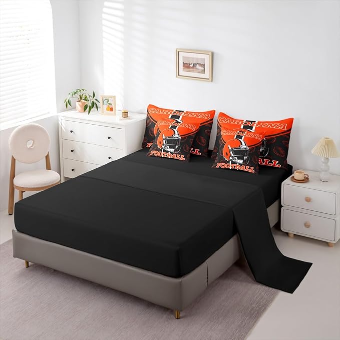 Feelyou Football Comforter Set Twin Size 7 Pieces Ball Games Bedding Set for Kids Boys Girls Rugby Bed in a BagCity of Footballs Bedroom Decor Rugby Sports