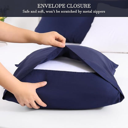Avolare 2 Pack Pillowcases, Cooling Pillow Case Queen Size with Envelope Closure, Breathable & Machine Washable Pillow Covers for Hot Sleepers, Night Sweats - Navy Blue (20"x30") Imported