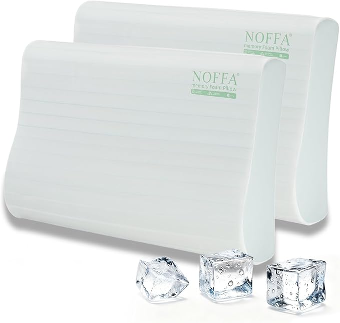 2 Pack Extra Soft Cooling Memory Foam Pillows – Wave-Shaped Contour Bed Pillows with Ice-Feel Breathable Covers, Ergonomic Support for Neck, Ideal for Side & Back Sleepers