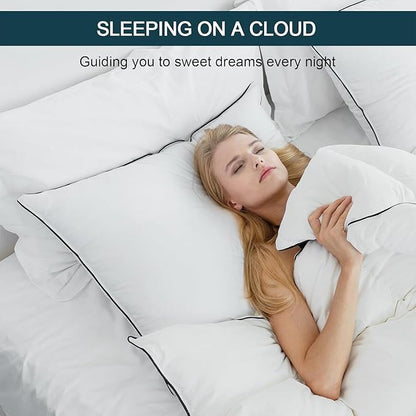 Luxury Down Fiber Pillows Standard Size Set of 2, Bed Pillows for Sleeping, Pillow for Back, Stomach or Side Sleepers, Soft and Support - 2 Pack, Standard Size(20" x 26")