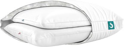 Sleepgram 2-Pack Cooling Bed Pillows & Removable Cover for Sleeping Sets, Queen Size - Adjustable and Washable Bedding Pillow Set for Comfortable Sleep