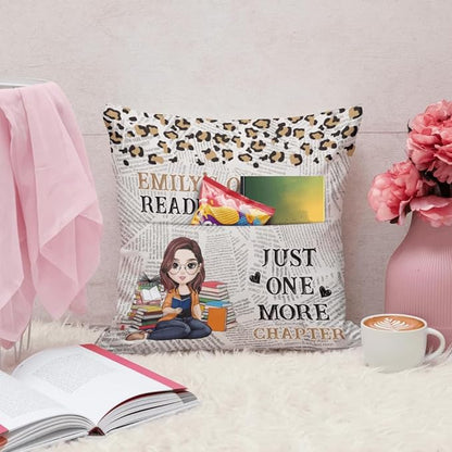 ENCYCOM Personalized Book Reading Pocket Pillow - Custom Reading Pillows with Name – Uniqua Gift for Bookworm Girls, Women Who Love Books, Perfect for Bed or Cozy Corner (Reading Pillow 01)