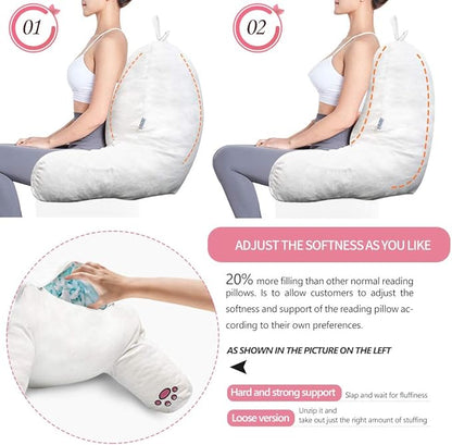 SUNSIDE Kitty Reading Pillow for Sitting in Bed, Cute Back Pillows for Adult and Children, Shredded Memory Foam Pillow with Arms, Cat Design Bed Pillows, Back Support Pillow with Washable Cover