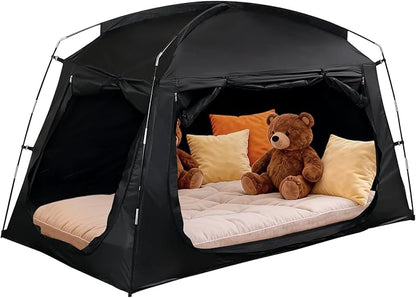 Sensory Bed Tent for Kids Indoor Privacy Space Sleeping Canopy for Floor or Twin Size Bed Black-Out Dream Play Tent for Children - Calm Down Corner Helps Kid Relax