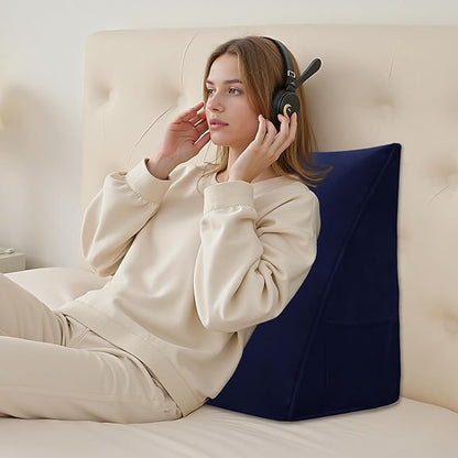 Wedge Pillow Headboard Reading Pillow Triangular Backrest Support Pillow for Sitting in Bed Positioning Support Pillow for Sofa Daybed Removable Cover