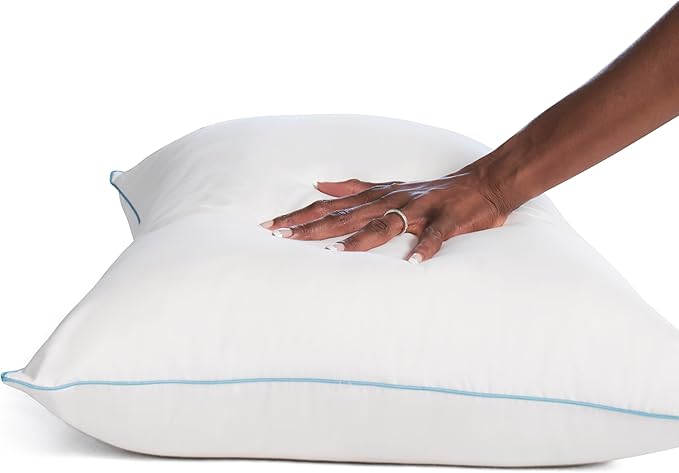 SEALY Perfect Temp Bed Pillows, Plush 100% Cotton Cover, Soft, Breathable, Temperature Balancing, Moisture Wicking, Hypoallergenic EverFluff Fiberfill, Machine Washable, King, White- 2 Pack