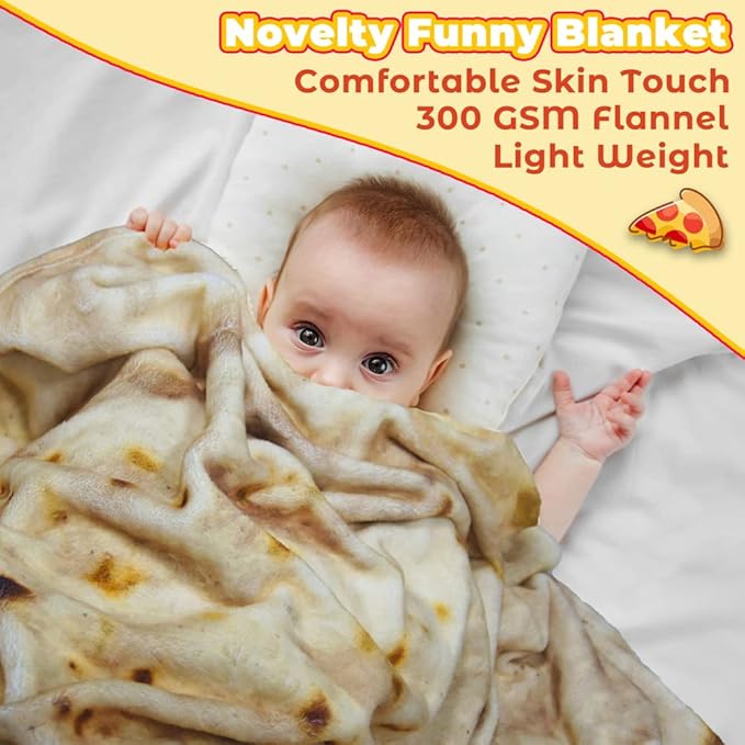 HDFK Tortilla Blanket Adult Size Kids Realistic Food Fleece Yellow Taco Cheese Fluffy Throw Blankets Flannel Funny Novelty Present 71 inches Cozy Soft White Elephant Double Sided