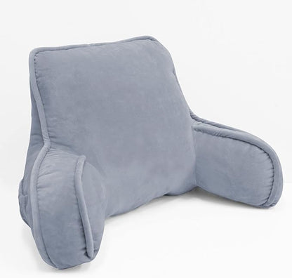 Super Soft Assembly Needed DIY Backrest Reading Bed Rest Pillow with Arms and Pockets 18" H for Sitting in Bed Couch Sofa, Removable Cover and Filling Seprated Set, 20" x 18" x 17", Lilac Grey