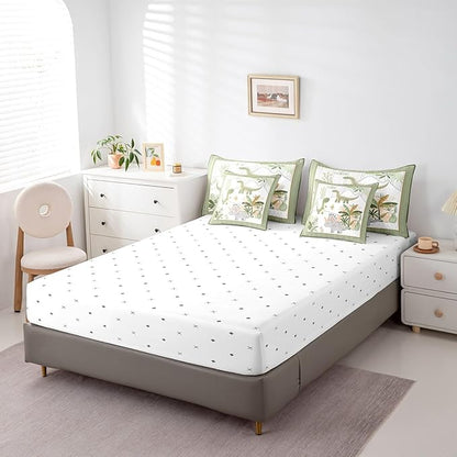 Feelyou Kids Cute Dinosaur 7 Piece Bedding Set Queen Size Cartoon Dinosaur Comforter Set with Sheets for Boys Girls Teens Green Grey Bed in a Bag Coconut Plant Bed Set