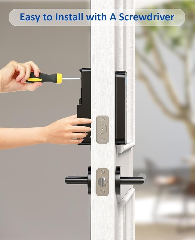 Smart Deadbolts Lock, Bluetooth Fingerprint Door Lock,5 in 1 Keyless Entry Door Lock with App Control,Electronic Touchscreen Keypad,Easy Installation,IP65,Matte Black