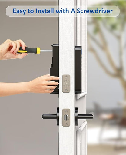 Smart Deadbolts Lock, Bluetooth Fingerprint Door Lock,5 in 1 Keyless Entry Door Lock with App Control,Electronic Touchscreen Keypad,Easy Installation,IP65,Matte Black
