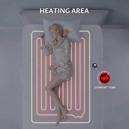 Full Size Electric Heated Mattress Pad - Bed Warmer with Memory & Preheat Functions, 12 Heat Settings Single Control for 1-12 Hours Auto Off, Lighted Button