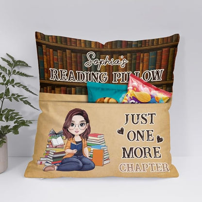 ENCYCOM Personalized Book Reading Pocket Pillow - Custom Reading Pillows with Name – Uniqua Gift for Bookworm Girls, Women Who Love Books, Perfect for Bed or Cozy Corner (Reading Pillow 06)