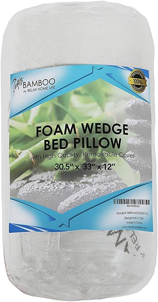 7.5 Inch Bed Wedge Pillow for Acid Reflux or Sleeping | 1.5 Inch Memory Foam Top with Stay Cool Cover | Incline Leg Elevation Pillows | Ideal for Gerd, Heartburn, and Snoring (30.5"Wx33"Lx12"H)